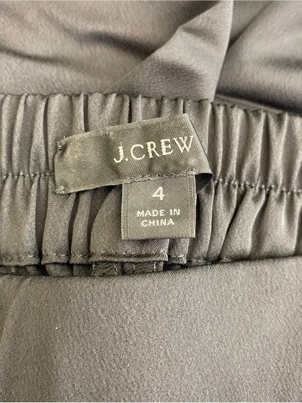 J Crew Stratus Pant in Black Satin Elastic Waist Women's Sz 4 - Picture 4 of 9
